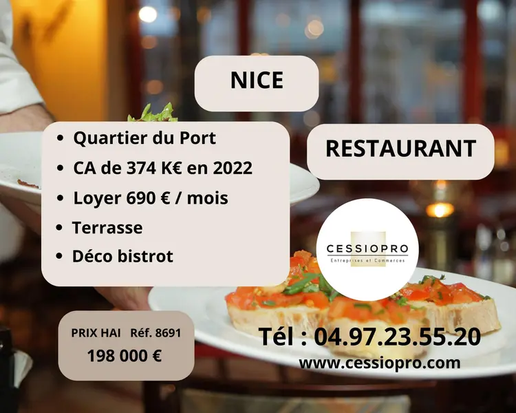 RESTAURANT QUARTIER DU PORT NICE CA 2022 374K€